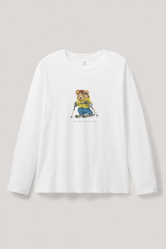 Ski More Teddy, Long Sleeve Μπλούζα σε Λευκό Χρώμα
