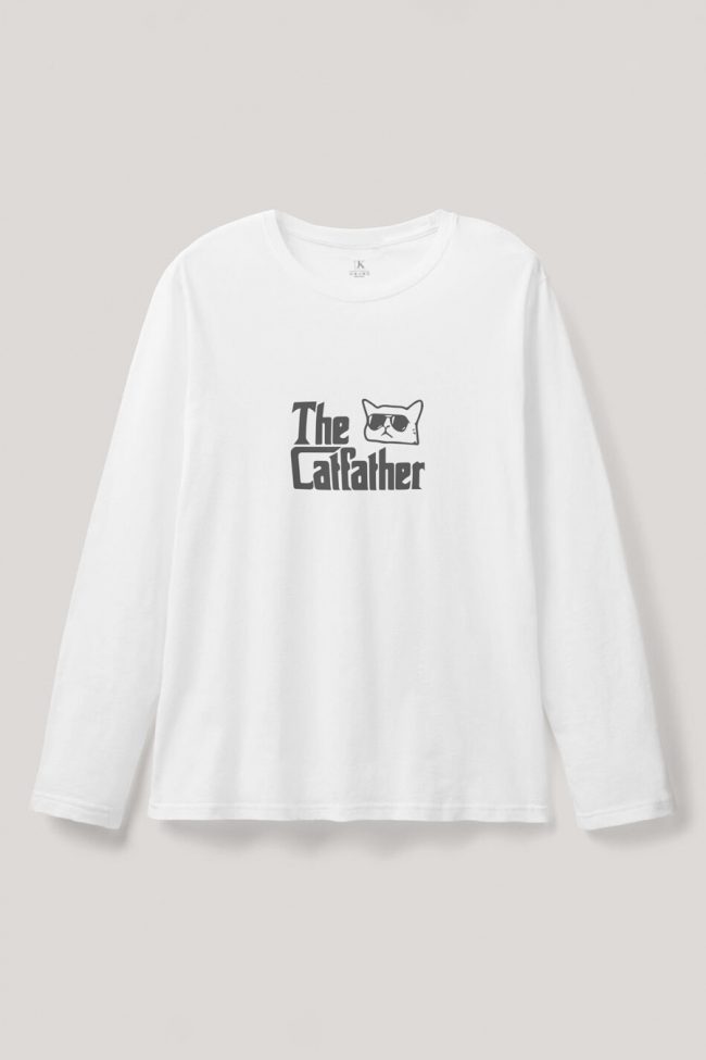 The Catfather, Long Sleeve Μπλούζα σε Λευκό Χρώμα
