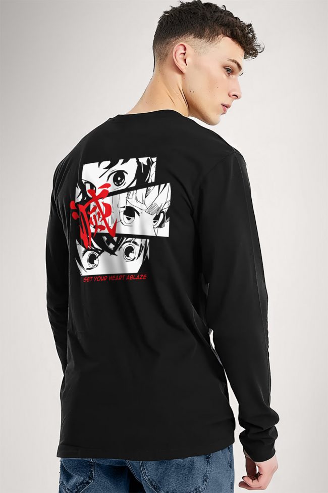 Your Heart Ablaze, Long Sleeve Μπλούζα σε Μαύρο Χρώμα
