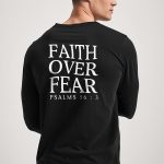 Faith Over Fear, Long Sleeve Μπλούζα σε Μαύρο Χρώμα