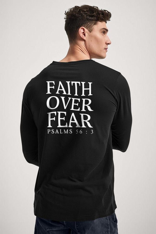 Faith Over Fear, Long Sleeve Μπλούζα σε Μαύρο Χρώμα