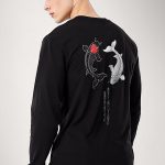 Yin Yang Koi Fish, Long Sleeve Μπλούζα σε Μαύρο Χρώμα
