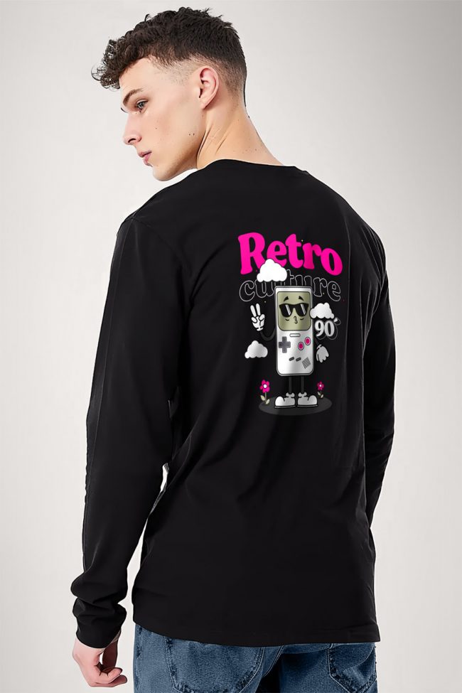 90S Retro Culture, Long Sleeve Μπλούζα σε Μαύρο Χρώμα