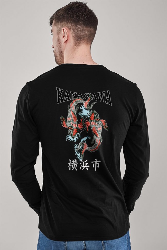 Kanagawa, Long Sleeve Μπλούζα σε Μαύρο Χρώμα