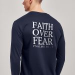Faith Over Fear, Long Sleeve Μπλούζα σε Μπλε Χρώμα