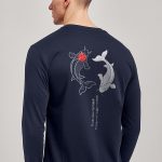 Yin Yang Koi Fish, Long Sleeve Μπλούζα σε Μπλε Χρώμα