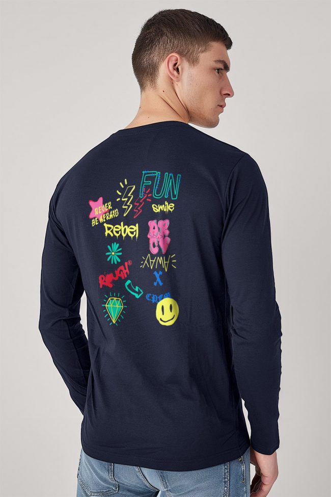 Fun Rebel, Long Sleeve Μπλούζα σε Μπλε Χρώμα