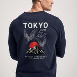 Japanese Sunset, Long Sleeve Μπλούζα σε Μπλε Χρώμα