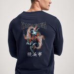Kanagawa, Long Sleeve Μπλούζα σε Μπλε Χρώμα