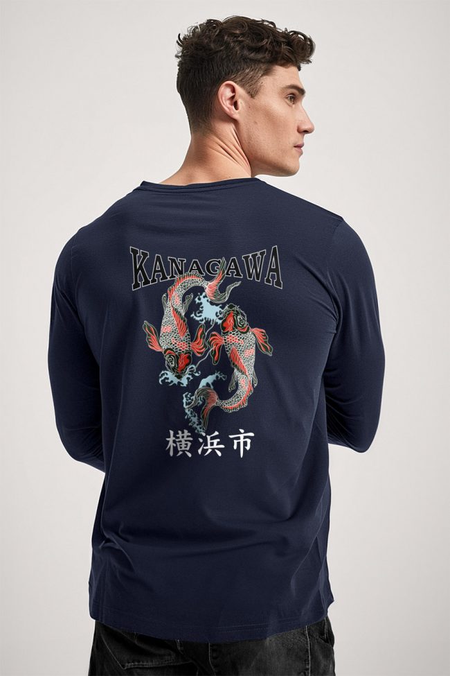 Kanagawa, Long Sleeve Μπλούζα σε Μπλε Χρώμα