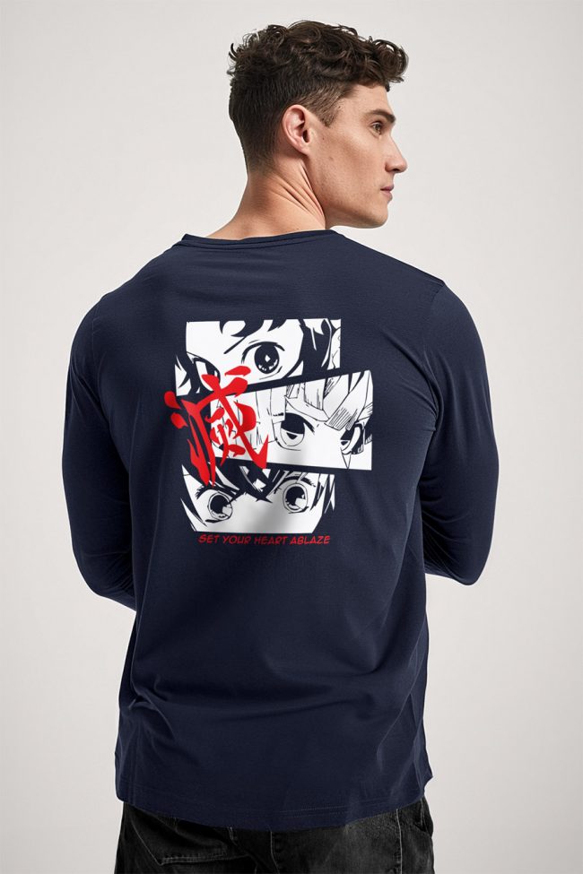 Your Heart Ablaze, Long Sleeve Μπλούζα σε Μπλε Χρώμα