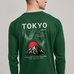 Japanese Sunset, Long Sleeve Μπλούζα σε Πράσινο Χρώμα