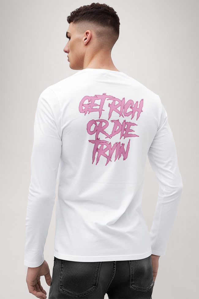 Get Rich, Long Sleeve Μπλούζα σε Λευκό Χρώμα