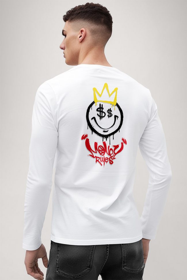 Money Rules, Long Sleeve Μπλούζα σε Λευκό Χρώμα