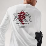 Japanese Dragon, Long Sleeve Μπλούζα σε Λευκό Χρώμα