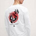 Japanese Toki Bird, Long Sleeve Μπλούζα σε Λευκό Χρώμα