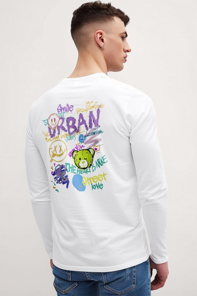 Urban Street Love, Long Sleeve Μπλούζα σε Λευκό Χρώμα