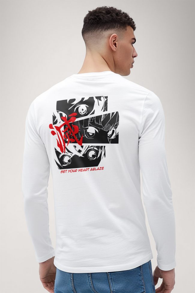 Your Heart Ablaze, Long Sleeve Μπλούζα σε Λευκό Χρώμα