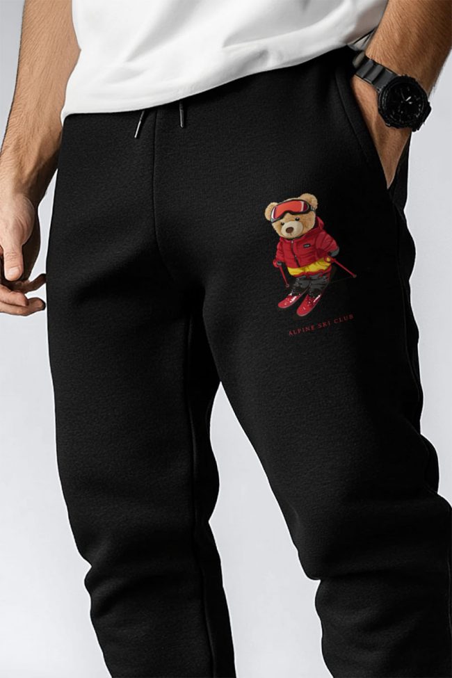 Ski Club Teddy, Παντελόνι Φόρμας σε Μαύρο Χρώμα