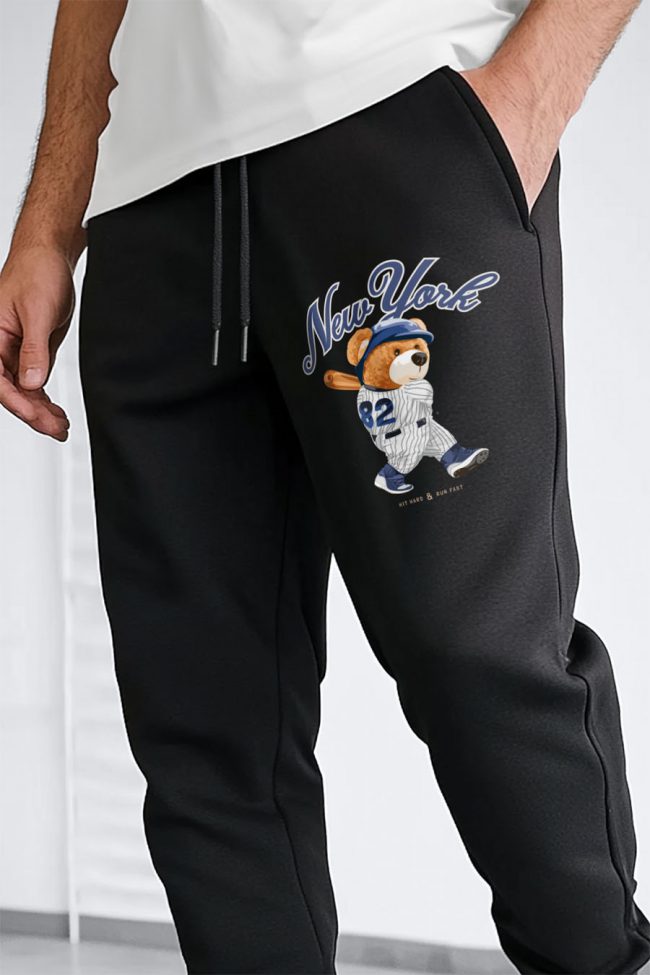 Baseball Teddy, Παντελόνι Φόρμας σε Μαύρο Χρώμα
