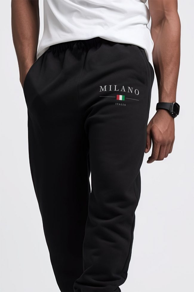 Milano Italia Minimal, Παντελόνι Φόρμας σε Μαύρο Χρώμα