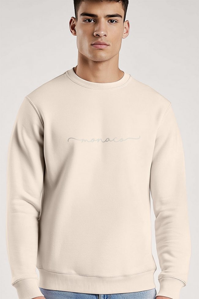 Monaco Calligraphy Grey, Φούτερ σε Εκρού Χρώμα
