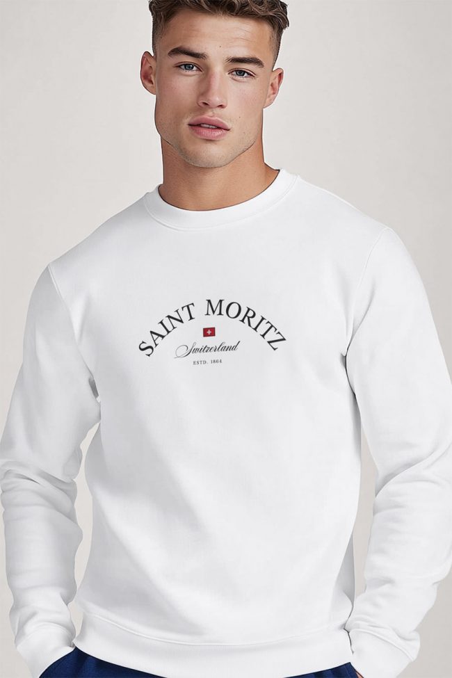 Saint Moritz Switzerland, Φούτερ σε Λευκό Χρώμα