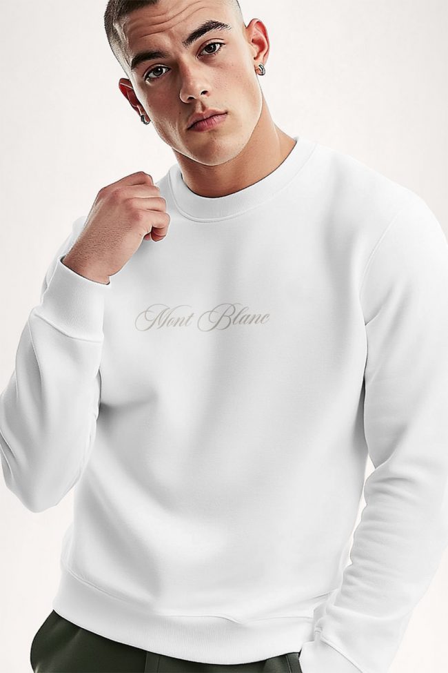 Mont Blanc Grey Calligraphy, Φούτερ σε Λευκό Χρώμα