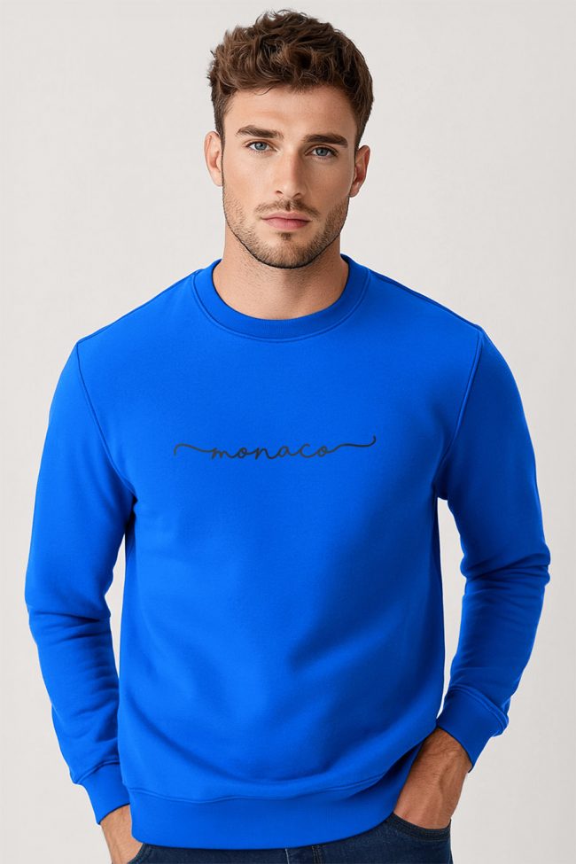 Monaco Calligraphy Grey, Φούτερ σε Royal Blue Χρώμα