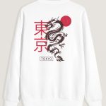 Tokyo Rising Dragon, Φούτερ σε Λευκό Χρώμα