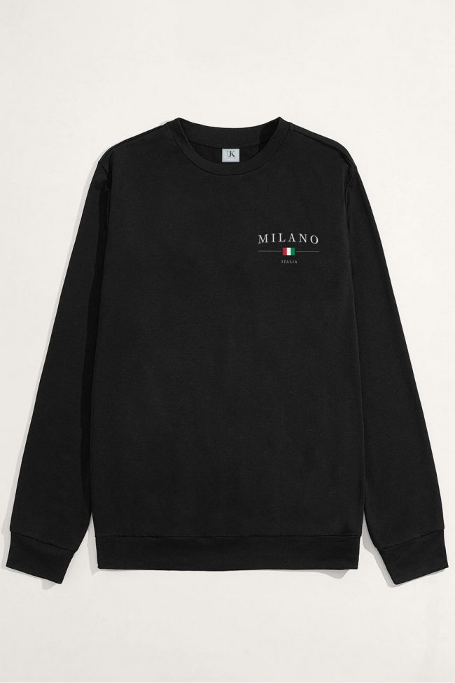 Milano Italia Minimal, Φούτερ σε Μαύρο Χρώμα