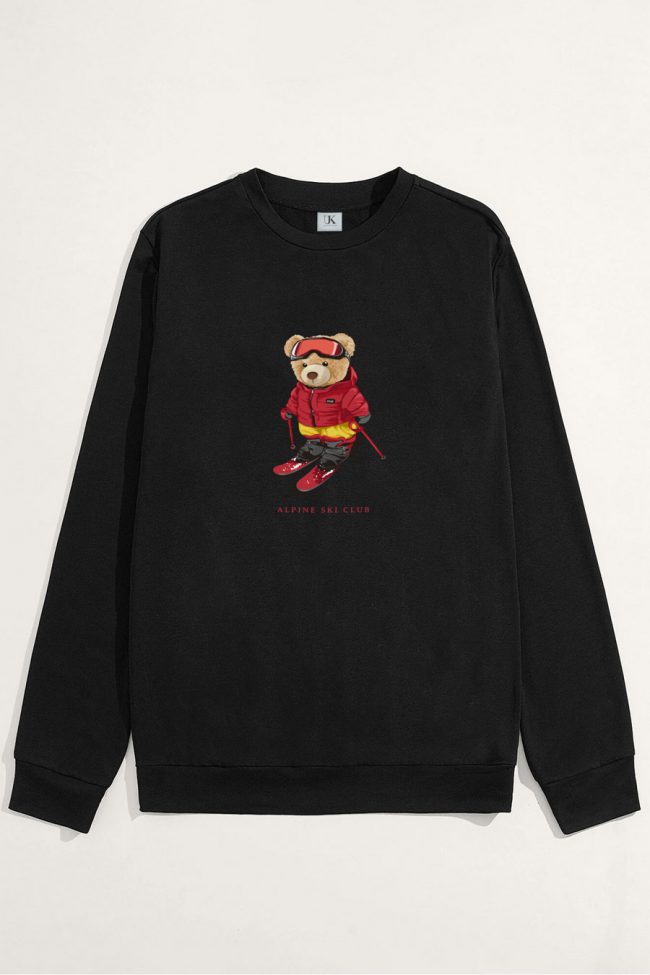 Ski Club Teddy, Φούτερ σε Μαύρο Χρώμα