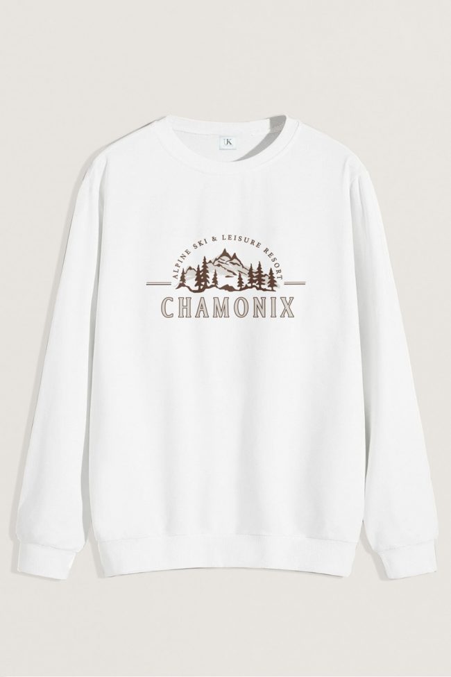 Chamonix Alpine Ski, Φούτερ σε Λευκό Χρώμα