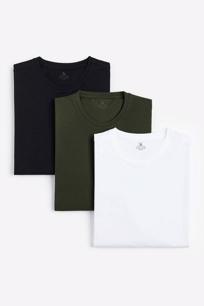 T-Shirts, 3-Pack – Μαύρο, Χακί, Λευκό