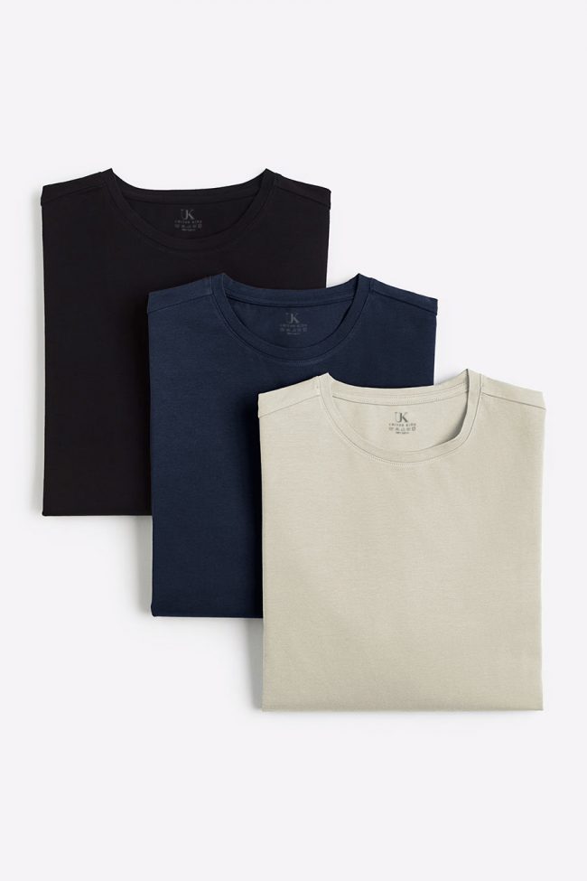 T-Shirts, 3-Pack – Μαύρο, Navy Blue, Εκρού