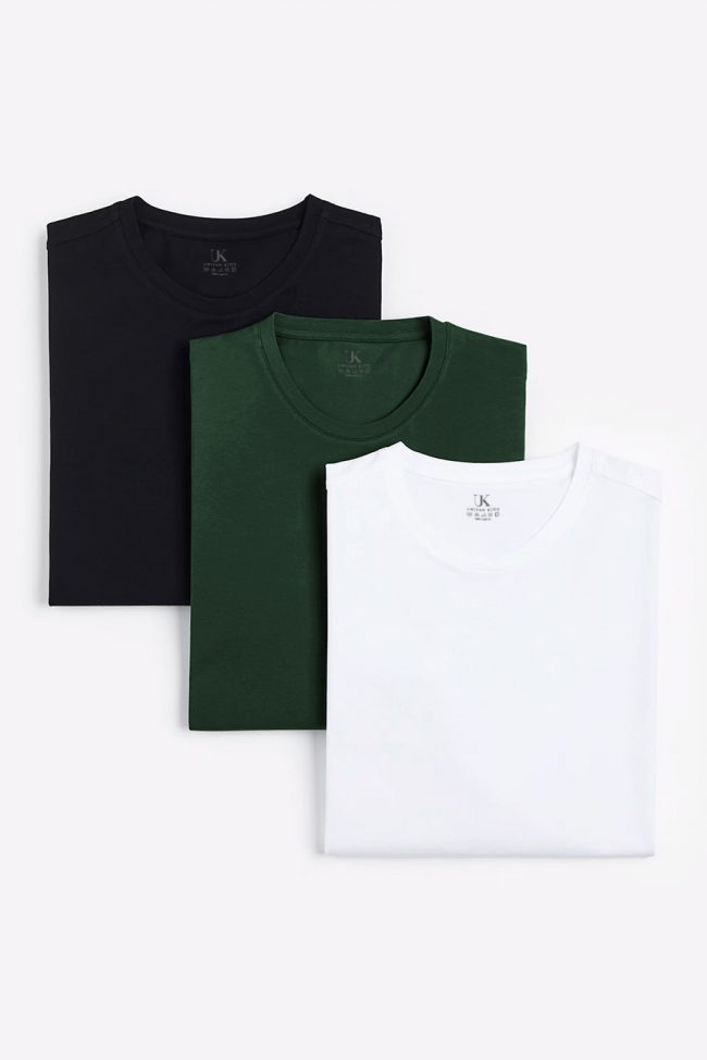T-Shirts, 3-Pack – Μαύρο, Πράσινο, Λευκό