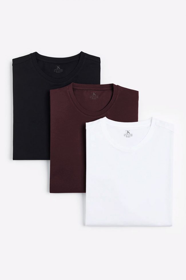 T-Shirts, 3-Pack – Μαύρο, Μπορντό, Λευκό