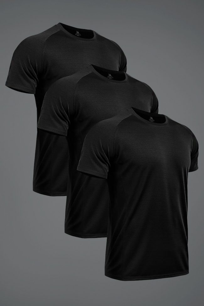 Ultrafit Performance T-Shirt, 3-Pack - Μαύρο