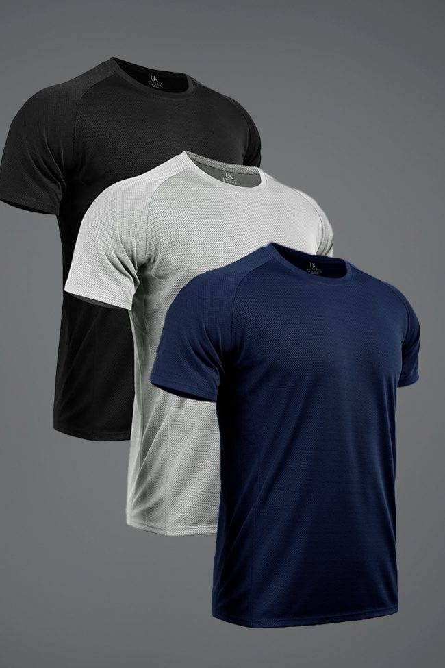 Ultrafit Performance T-Shirt, 3-Pack - Basics, Μαύρο-Γκρι-Μπλε