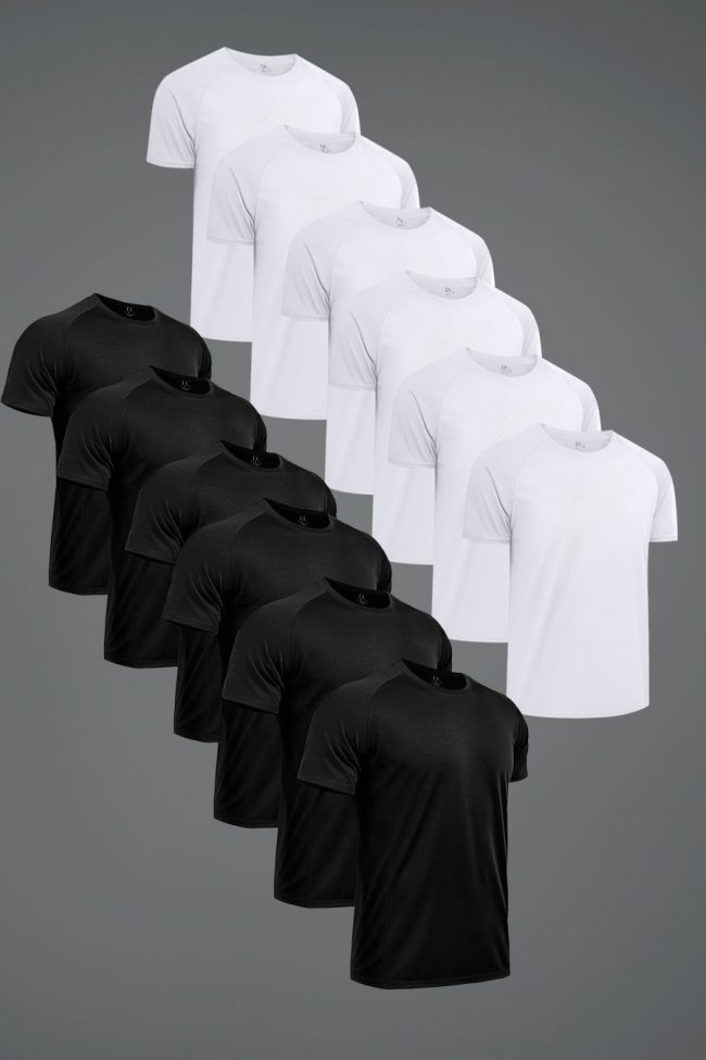 Ultrafit Performance T-Shirt, 12-Pack - Λευκό, Μαύρο