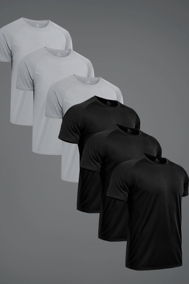 Ultrafit Performance T-Shirt, 6-Pack - Μαύρο, Γκρι