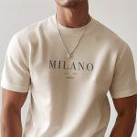 Milano Italia Stripe, T-Shirt σε Εκρού Χρώμα