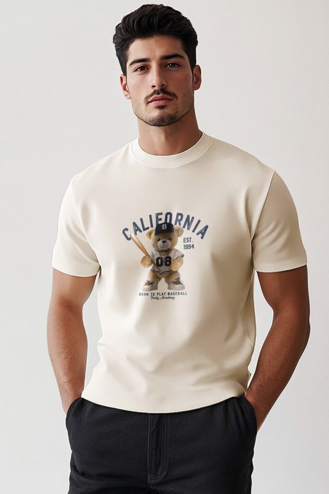 Cali Baseball Teddy, T-Shirt σε Εκρού Χρώμα