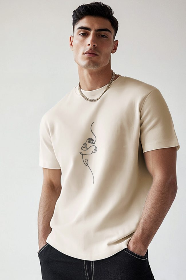 Abstract Face, T-Shirt σε Εκρού Χρώμα