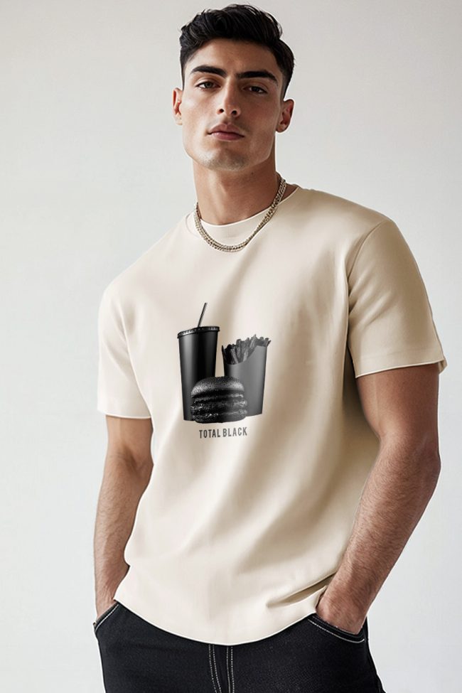 Total Black Mood, T-Shirt σε Εκρού Χρώμα
