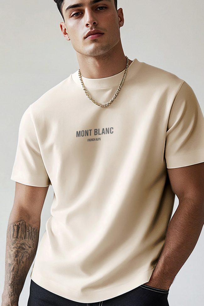 Mont Blanc Minimal, T-Shirt σε Εκρού Χρώμα