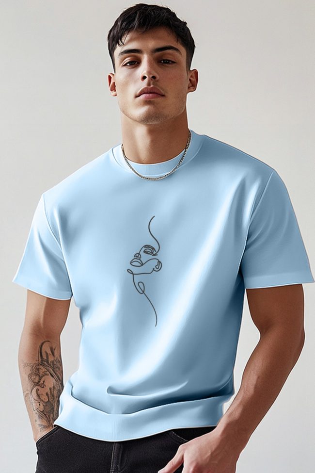 Abstract Face, T-Shirt σε Γαλάζιο Χρώμα