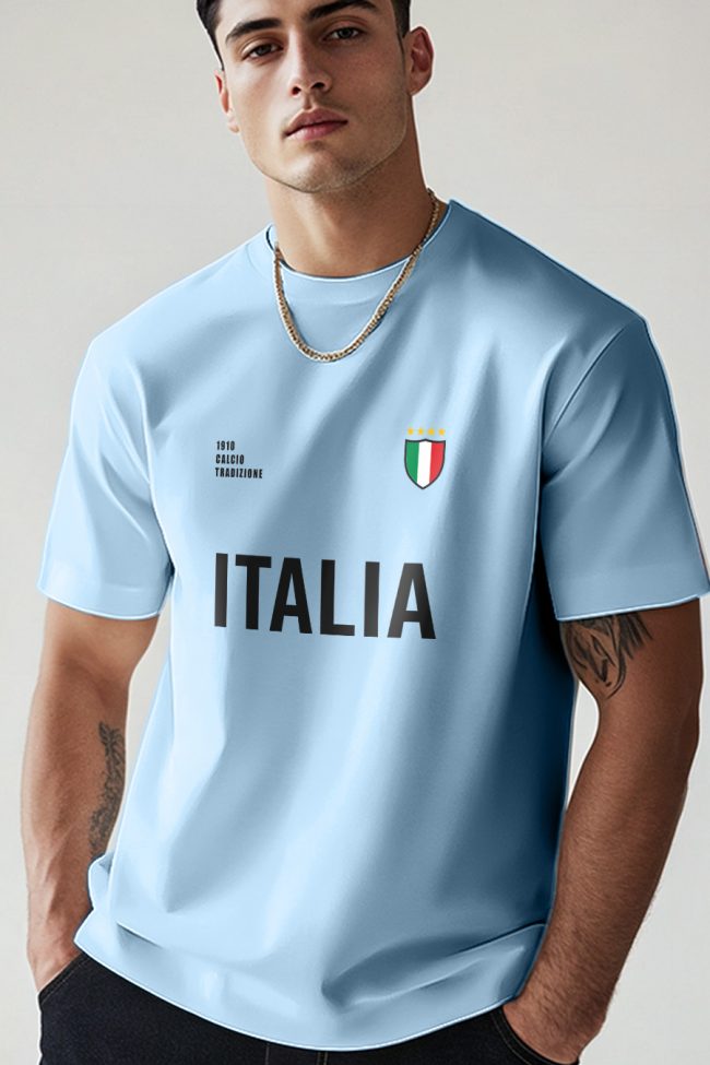 Italia Bold, T-Shirt σε Γαλάζιο Χρώμα