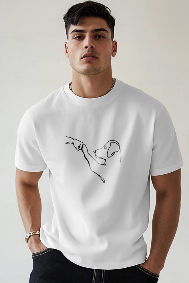 Dog High Five, T-Shirt σε Λευκό Χρώμα