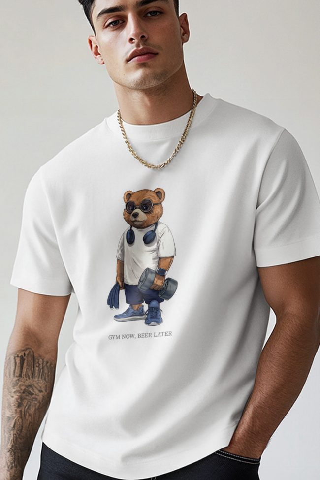 Gym First Teddy, T-Shirt σε Λευκό Χρώμα